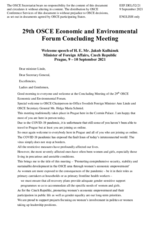 Statement by H.E Mr. Jakub Kulhánek, Minister of Foreign Affairs