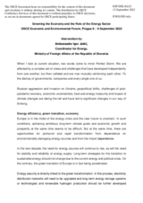 Statement by Amb. Igor Jukič, Coordinator for Energy, Ministry of Foreign Affairs